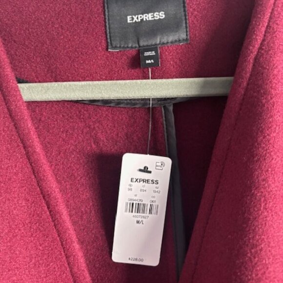 Express Faux Wool Belted Cape Coat Sz M/L - Picture 6 of 6
